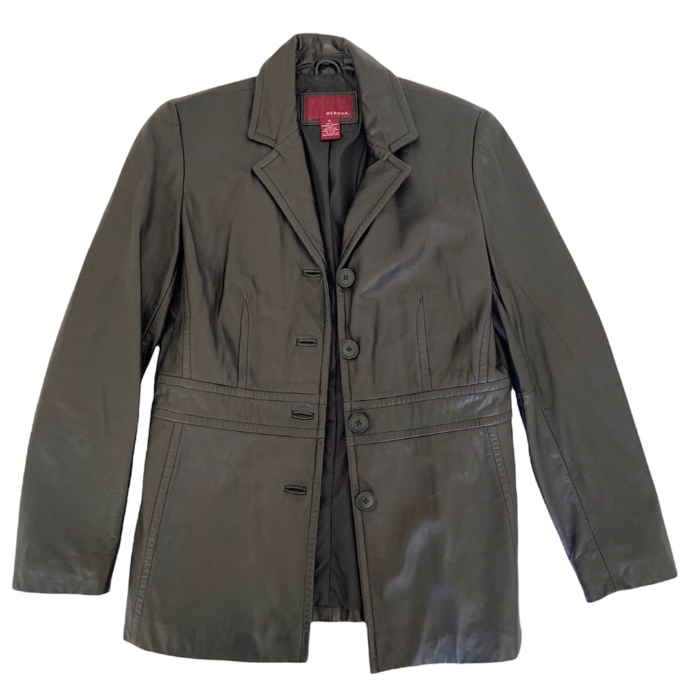 Merona Button Up Black Leather Jacket